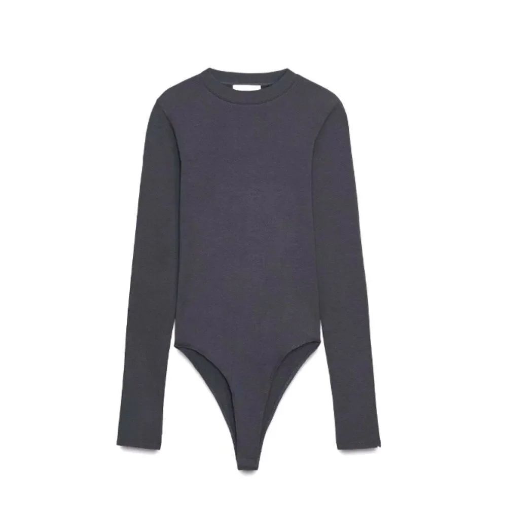Zara Dark Gray Long Sleeve Bodysuit size Small